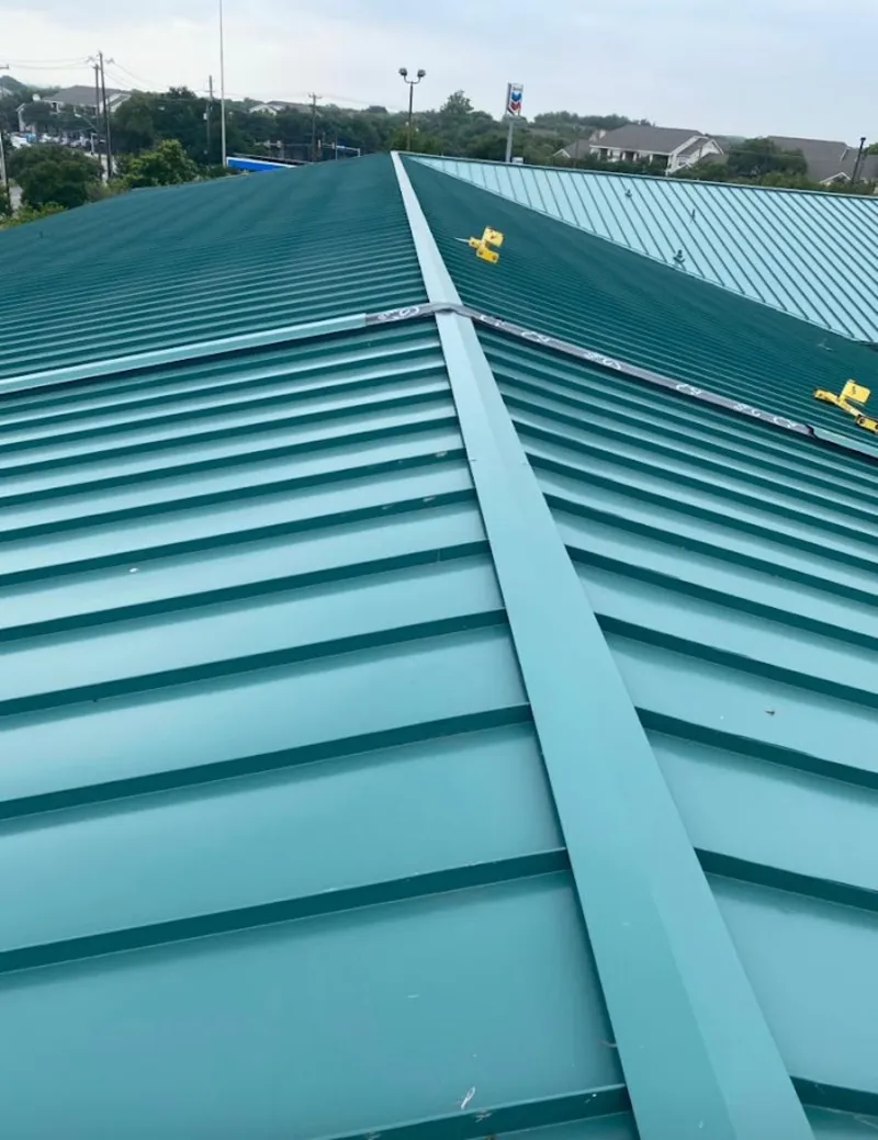Green commercial metal roof ridge and valley for Metal Roof Repair in Coral Springs